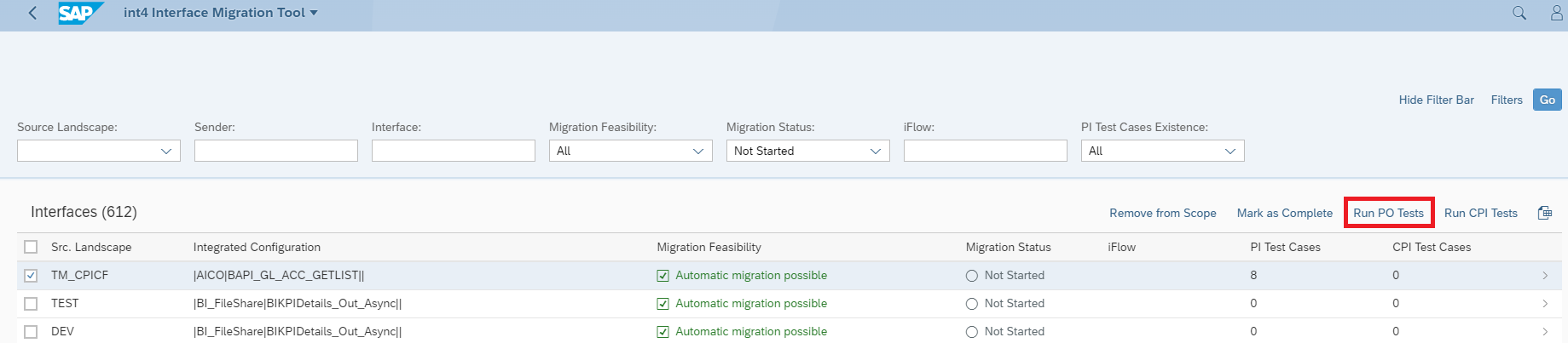 Validate test cases using PI/PO