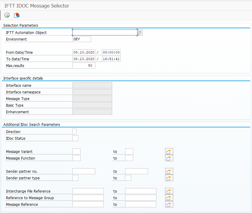 IDoc Message Selector - Selection Screen