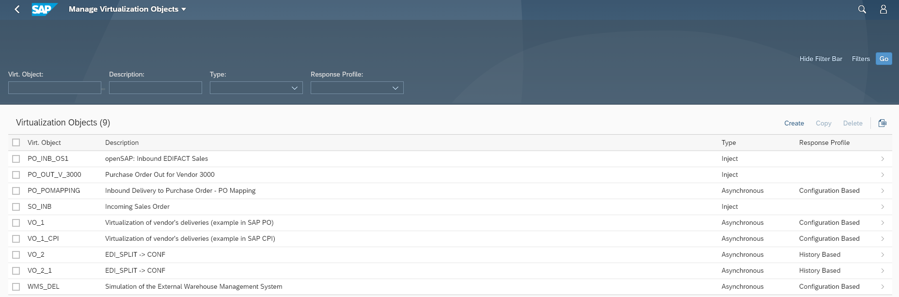 List of Virtualization Objects