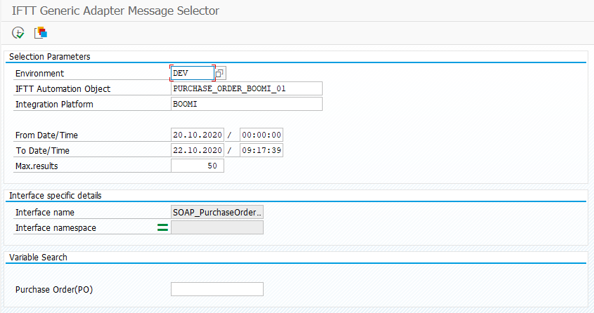 Int4 IFTT Generic Adapter Message Selector - Search Options