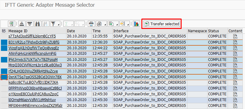 Int4 IFTT Generic Adapter Message Selector - Select and Transfer Selected